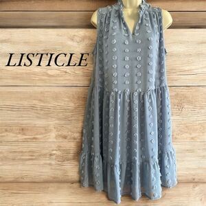 Listicle Periwinkle Blue Bohemian Sleeveless Tiered Pockets Lined Dress